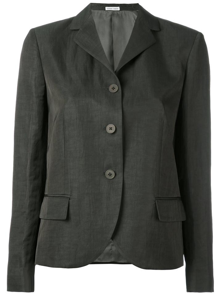 Tomas Maier - High Lapel Jacket - Women - Linen/flax/acetate/cupro/viscose - 6, Green, Linen/flax/acetate/cupro/viscose