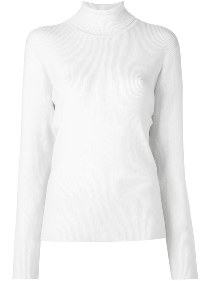 Victoria Victoria Beckham Ribbed Turtleneck Back Button Jumper - Nude