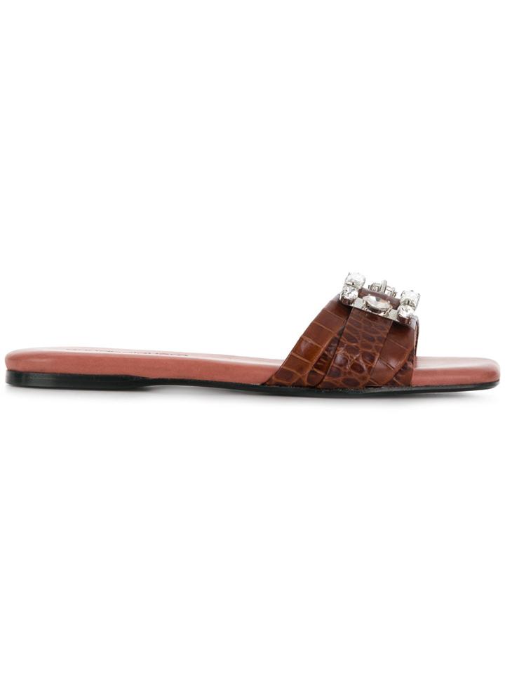 Anna Baiguera Buckled Mules - Brown