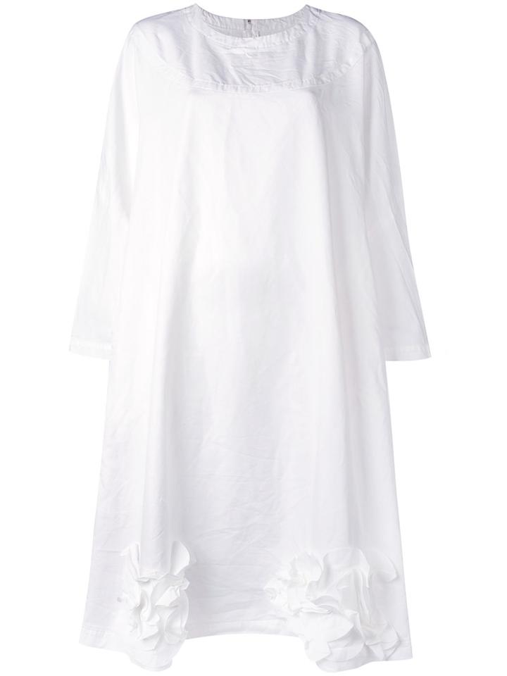 Wide Flower-detail Dress - Women - Polyester - S, White, Polyester, Comme Des Garçons Comme Des Garçons
