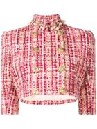 Elisabetta Franchi Cropped Tweed Jacket - Purple