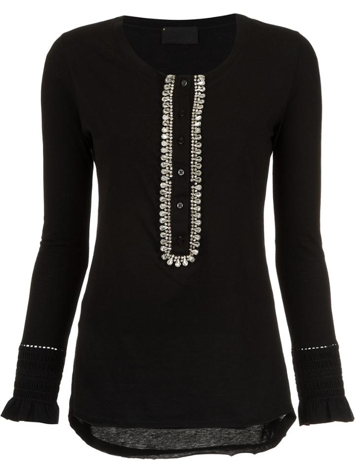 Andrea Bogosian Crystal Embellished Blouse - Black