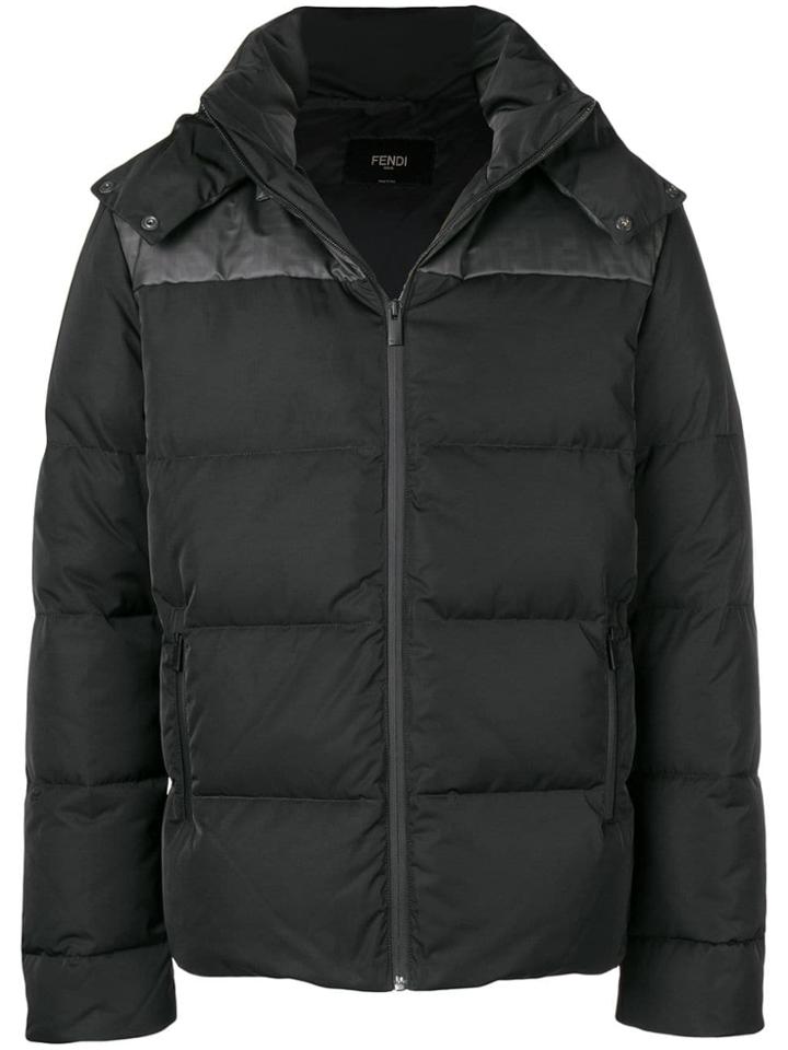 Fendi Padded Hooded Coat - Black