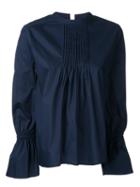 Pleated Bib Blouse - Women - Cotton - One Size, Blue, Cotton, Torrazzo Donna
