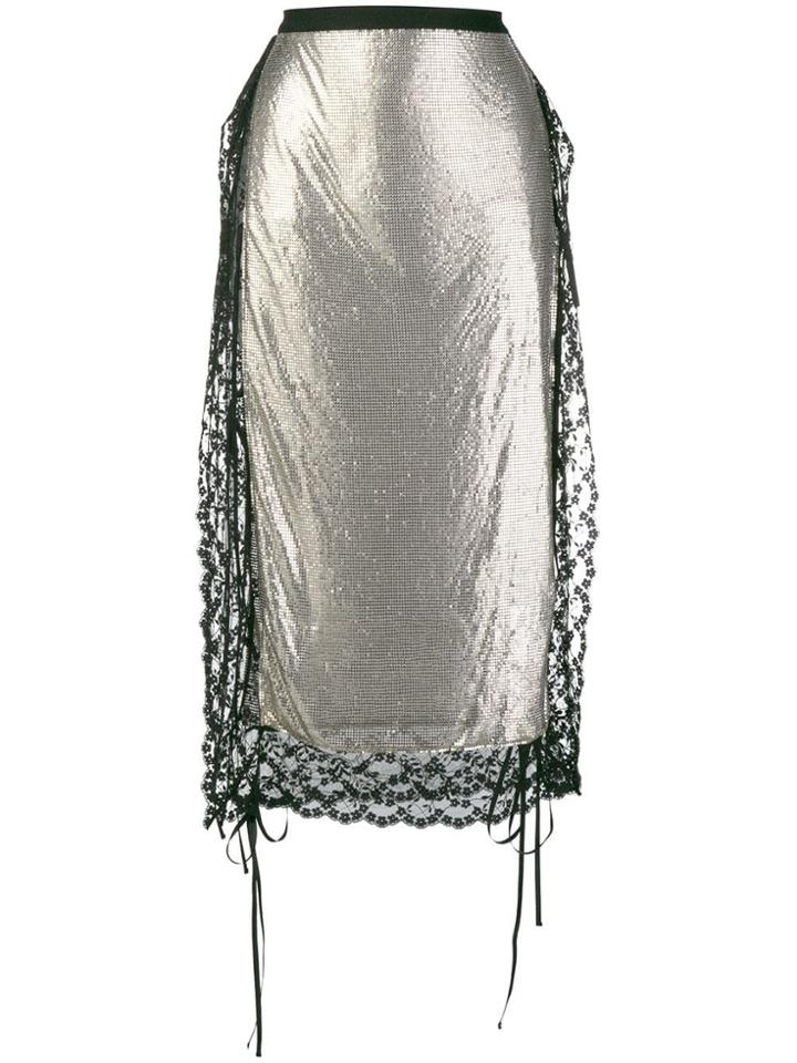 Christopher Kane Chain Mail And Lace Skirt - Metallic