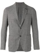 Lardini Houndstooth Pattern Blazer, Men's, Size: 52, Silk/cotton/viscose/cupro
