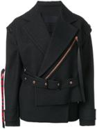 Proenza Schouler Belted Asymmetrical Logo Pull Coat - Grey