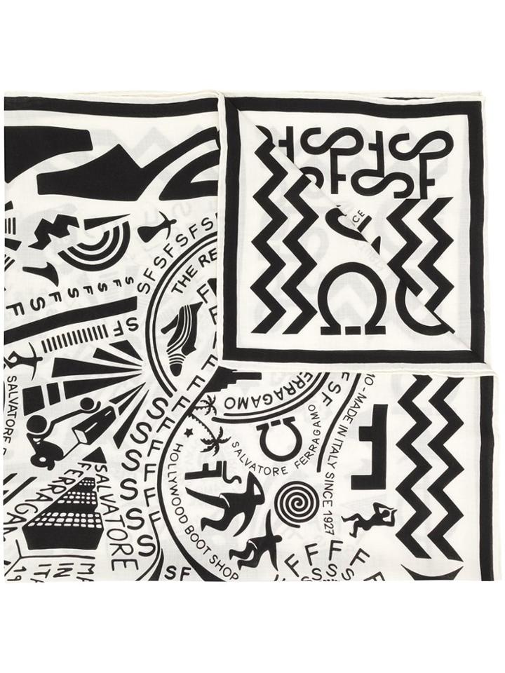 Salvatore Ferragamo Printed Scarf - White