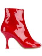Mm6 Maison Margiela Patent Leather Booties - Red