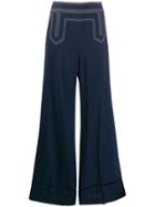Khaite Vera Statement Stitch Flared Trousers - Blue