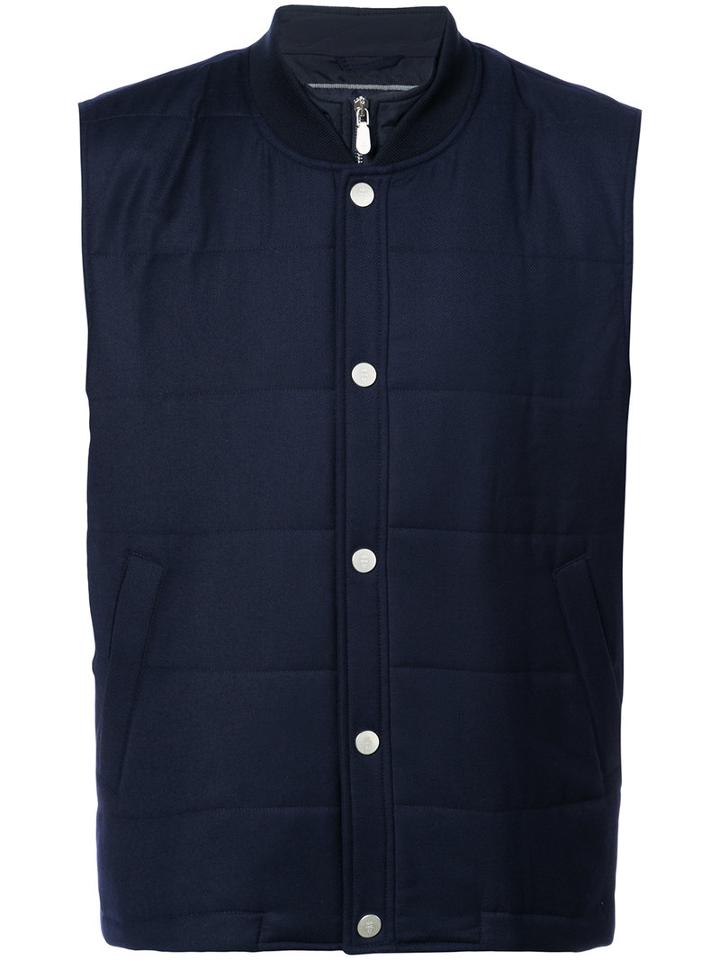 Eleventy - Sleeveless Jacket - Men - Silk/wool - Xxl, Blue, Silk/wool