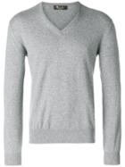 Loro Piana Fine Knit V-neck Sweater - Grey