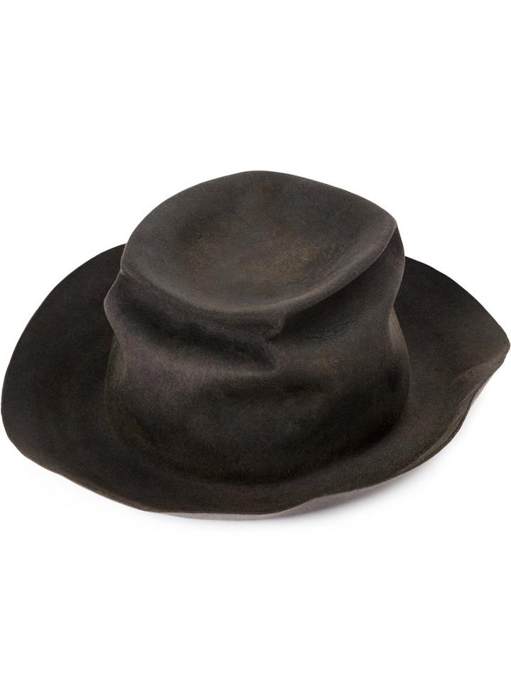 Horisaki Design & Handel - Distressed Top Hat - Men - Rabbit Fur Felt - One Size, Grey, Rabbit Fur Felt