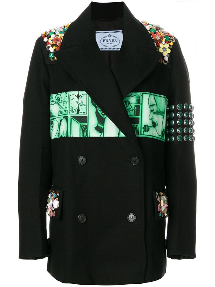 Prada Logo Patch Blazer - Black