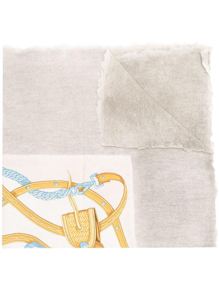 Avant Toi Graphic Print Dyed Scarf - Grey