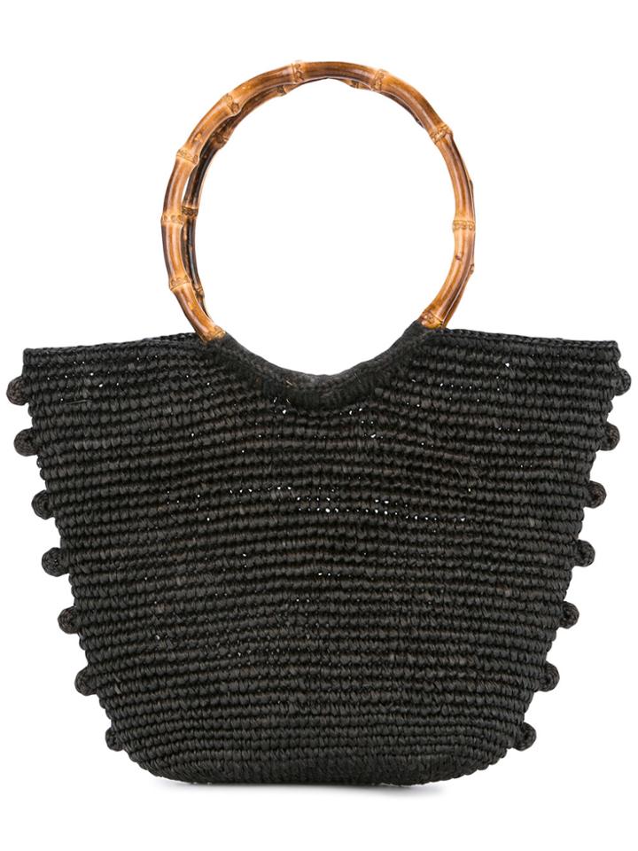 Sensi Studio Side Pompoms Tote Bag - Black