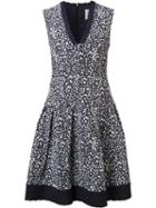 Carolina Herrera Brush Splatter Print Dress, Women's, Size: 10, Black, Acetate/polyester/cotton/viscose