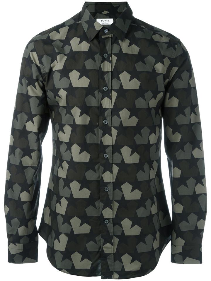 Ports 1961 Star Camouflage Shirt, Men's, Size: 40, Green, Cotton