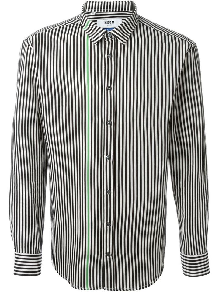 Msgm Striped Shirt, Men's, Size: 38, Black, Cotton