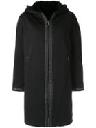 Fendi Vintage Hooded Zip-up Coat - Black
