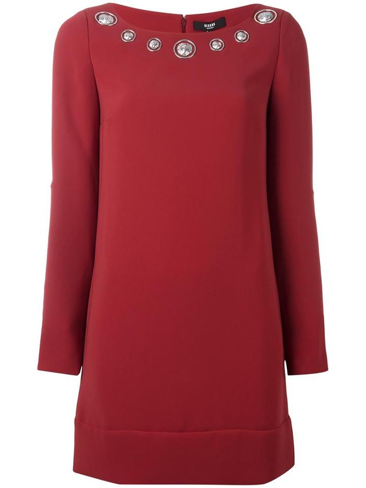 Versus Studded Collar Dress, Women's, Size: 44, Red, Polyamide/polyester/spandex/elastane/viscose