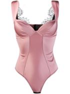 Murmur Lace Trim Bustier Top - Pink