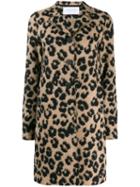 Harris Wharf London Leopard Print Textured Coat - Brown