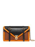 Burberry Small Embossed Leather Tb Envelope Clutch - Brown