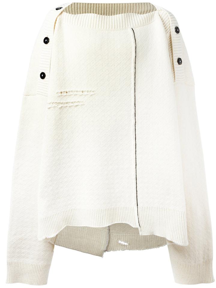 Raf Simons Oversized Poncho, Men's, White, Virgin Wool