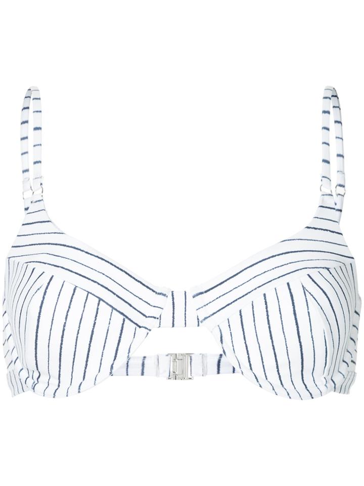 Suboo Tulum Stripe Bikini Top - White