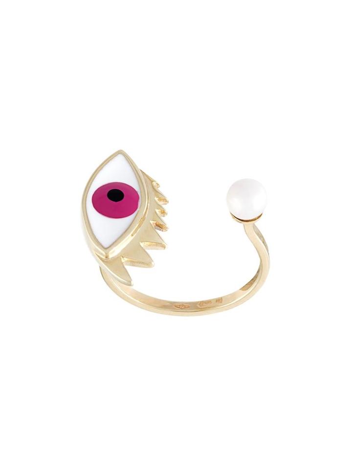 Delfina Delettrez Eye Piercing Ring, Women's, Size: 53, Pink/purple, Pearls/9kt Gold