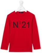 No21 Kids Logo Print T-shirt, Girl's, Size: 8 Yrs, Red