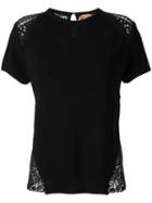 No21 Lace Detailing Knitted T-shirt, Women's, Size: 42, Black, Polyester/viscose