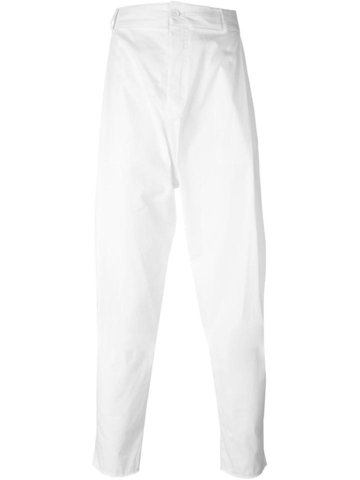 Damir Doma Drop-crotch Slim Trousers, Men's, Size: Medium, White, Cotton