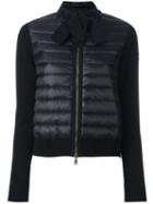 Moncler Padded Front Tie Collar Jacket, Women's, Size: Large, Black, Cotton/polyamide/nylon