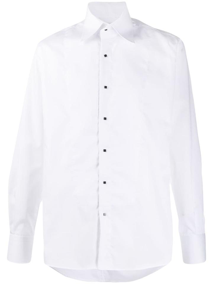 Karl Lagerfeld Modern Fit Square Button Shirt - White