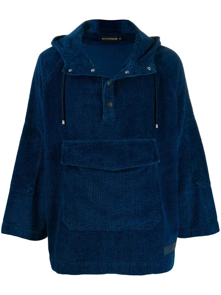 David Catalan Corduroy Hoodie - Blue