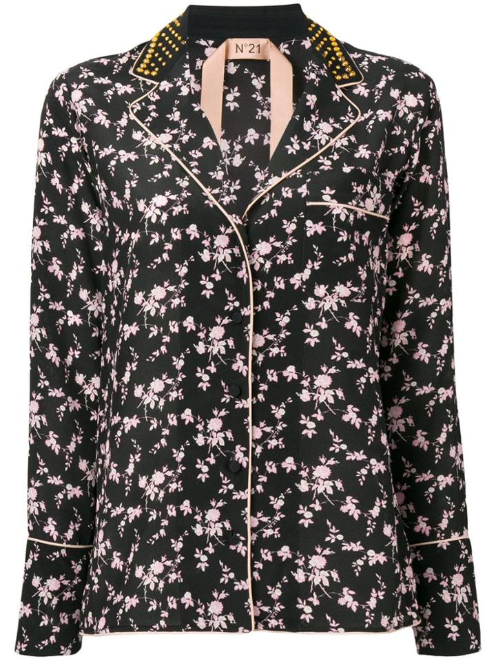 Nº21 Floral Print Pyjama Shirt - Black