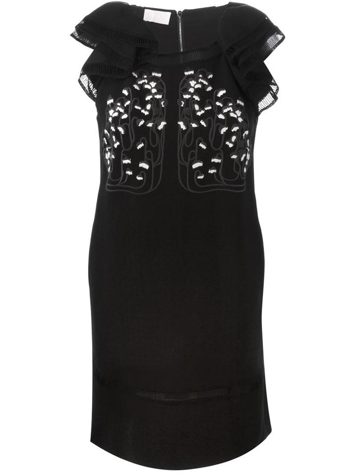 Giamba Embroidered Front Shift Dress, Women's, Size: 42, Black, Cotton/polyamide/polyester/viscose