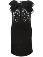 Giamba Embroidered Front Shift Dress, Women's, Size: 42, Black, Cotton/polyamide/polyester/viscose