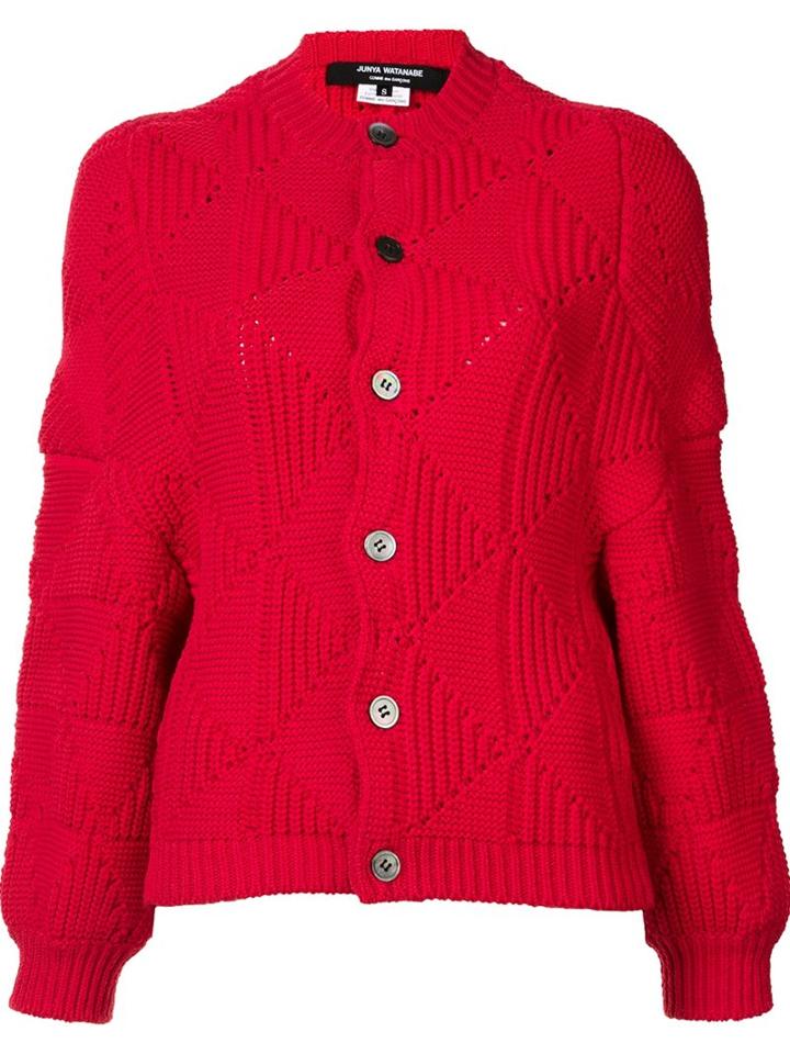 Junya Watanabe Comme Des Garçons Chunky Cardigan, Women's, Size: Small, Red, Polyester/wool