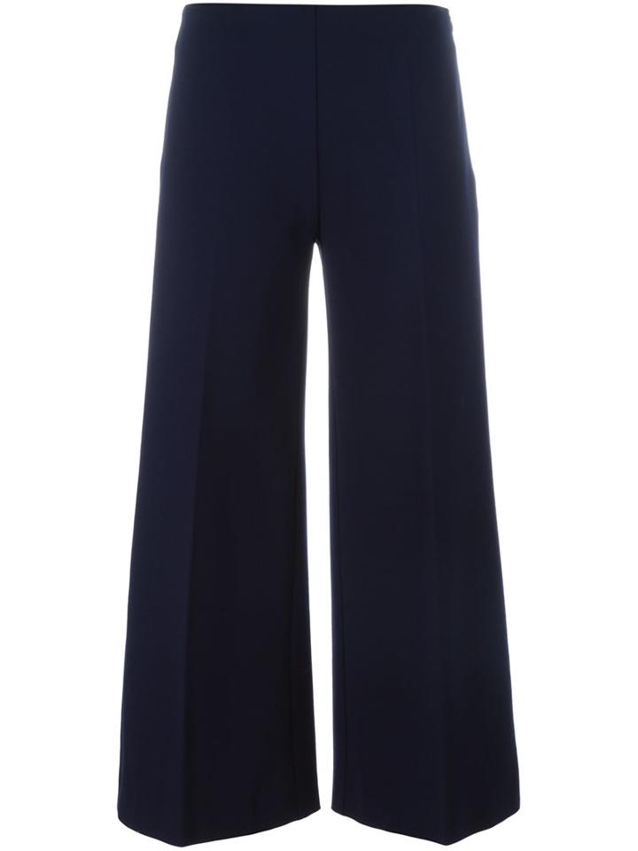 Love Moschino Wide-legged Cropped Trousers, Women's, Size: 44, Blue, Viscose/polyamide/spandex/elastane