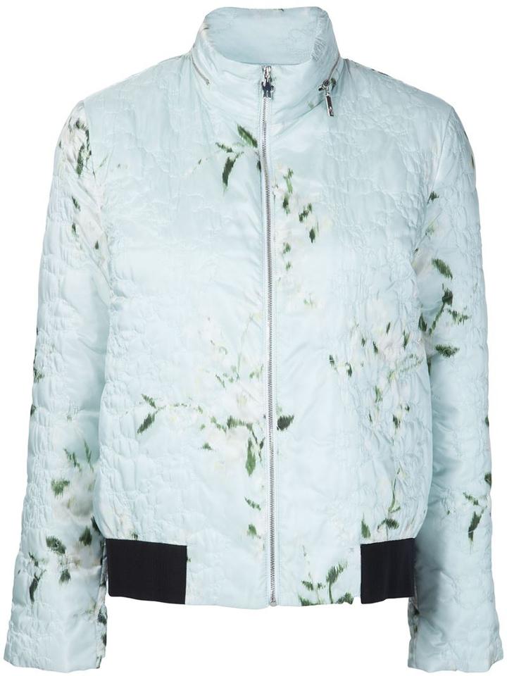 Moncler Gamme Rouge 'magnolia' Bomber Jacket, Women's, Size: 2, Blue, Polyamide/silk/goose Down/feather Down