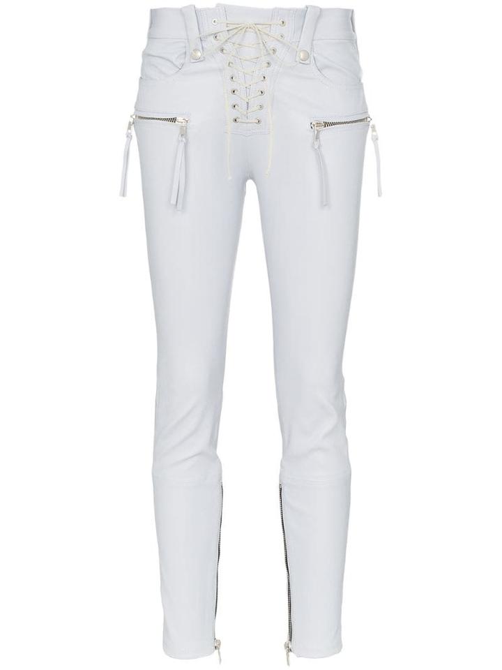 Unravel Project Lace-up Skinny Leather Trousers - Grey
