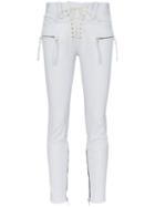 Unravel Project Lace-up Skinny Leather Trousers - Grey