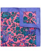 Kiton Floral Print Handkerchief - Pink & Purple