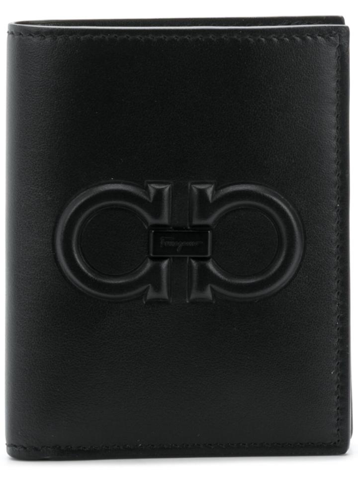 Salvatore Ferragamo Gancini Leather Billfold Wallet - Black