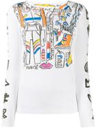 Rossignol Long Sleeve Abstract Print Top - White