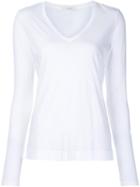 Adam Lippes Longsleeved V-neck T-shirt, Women's, Size: Small, White, Cotton