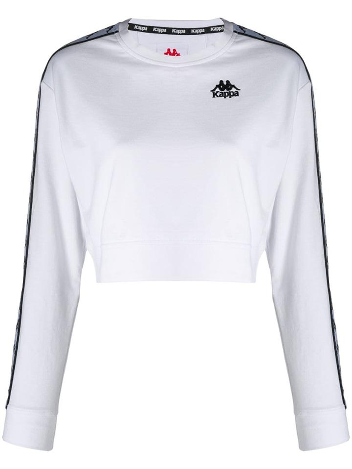 Kappa Logo Print Cropped Sweatshirt - White